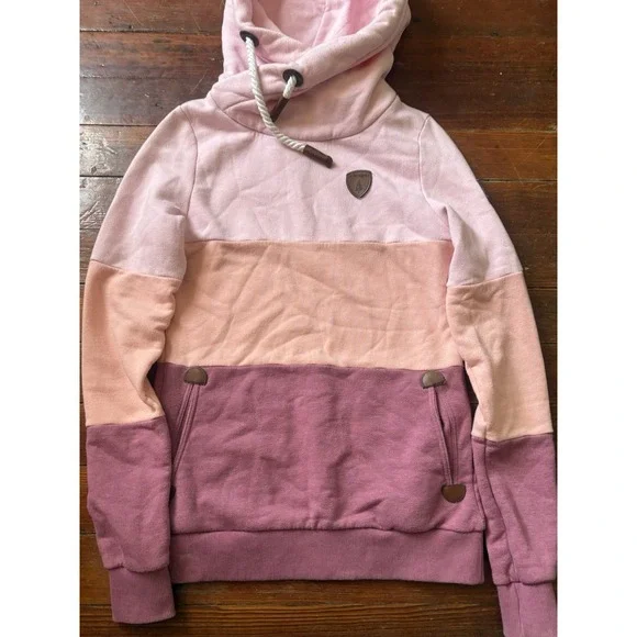 Wanakome Hoodie Pullover Sweatshirt Small Shacket Asymmetrical Pink - Picture 2 of 7